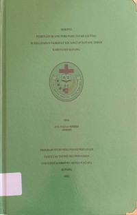 Pemetaan Ruang Pori pada Tanah Aluvial di Kelurahan Naibonat Kecamatan Kupang Timur Kabupaten Kupang.